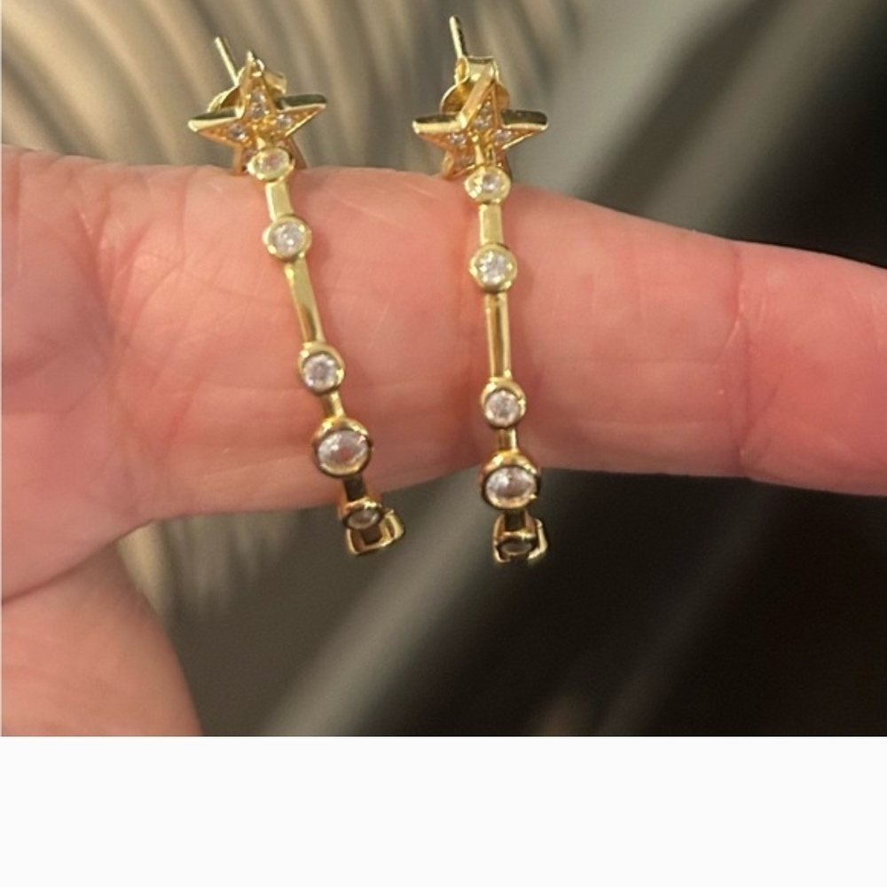 Melinda Maria Gold Star Hoop Earrings - Picture 7 of 7